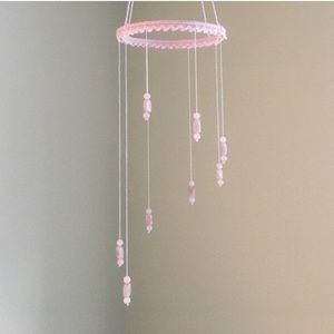 Pink rose quartz baby nursery mobile decor